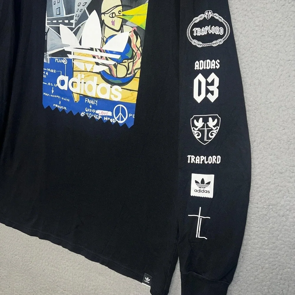 adidas x Trap Lord A$AP Ferg SAMPLE Shirt Mens Sz L Black‎ 2-Sided Skateboard